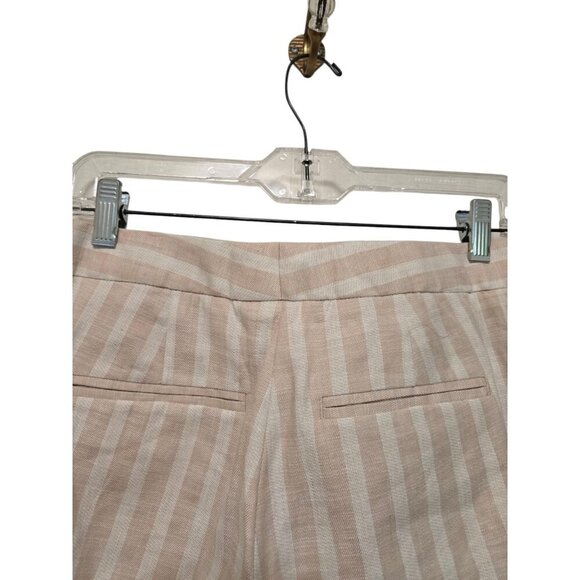 Ann Taylor Devin Ankle Tailored Pants Size 14 Linen Blend Beige Stripes - Picture 4 of 8